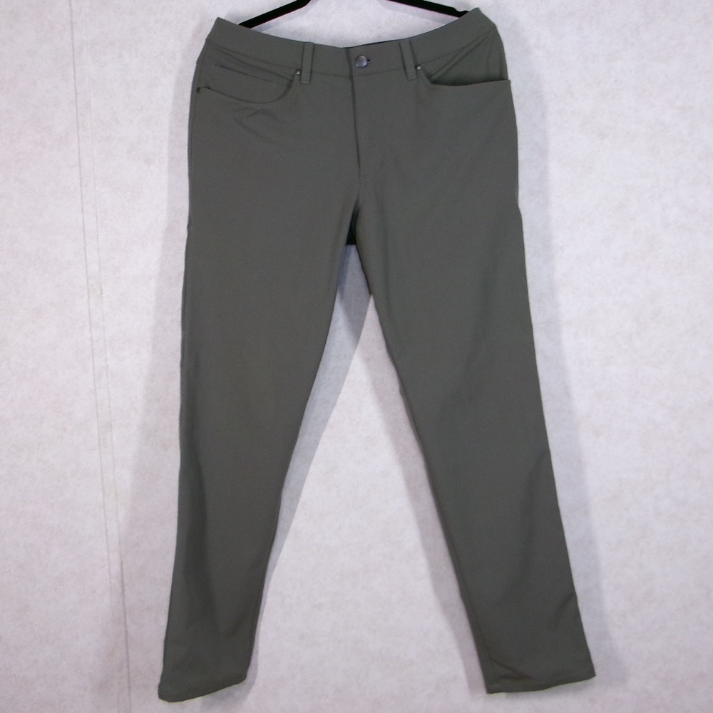 NWOT Lululemon Athletica Off the Mat Stretch Army Gray Pants Size 32/14